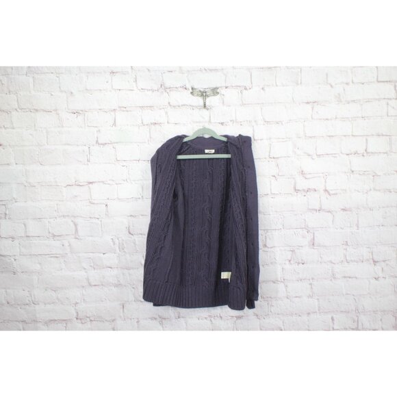 LL Bean Double L Cable Sweater Button Front Cardigan Purple Size XS - Picture 11 of 12